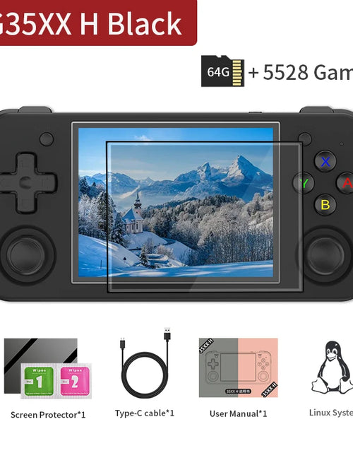 Load image into Gallery viewer, RG35XX H Handheld Game Console Linux 3.5 Inch IPS Screen H700 Retro Video Games Player 3300Mah 64G 5528 Classic Games
