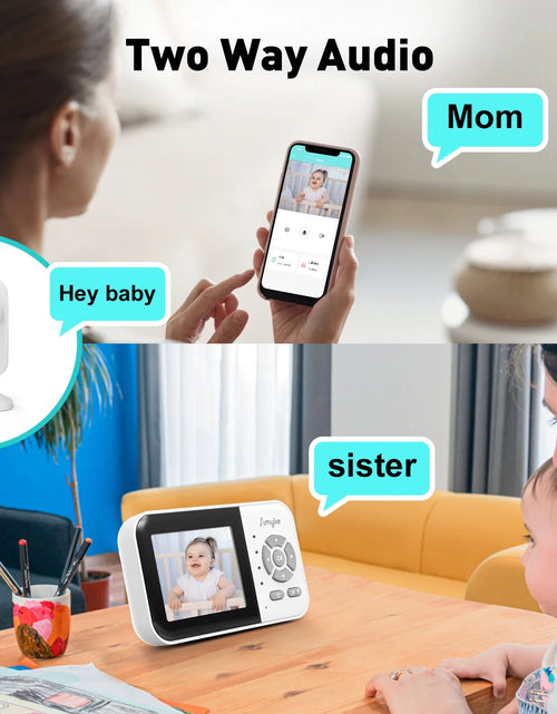 Load image into Gallery viewer, Upgrade Video Baby Monitor with 2 Cameras and Audio 2.8&quot; LCD Screen, Night Vision, APP, 2 Way Talk, 1200Ft Long Range, Feeding Clock, Temperature Detection, Portable Wireless Baby Cam Home Use
