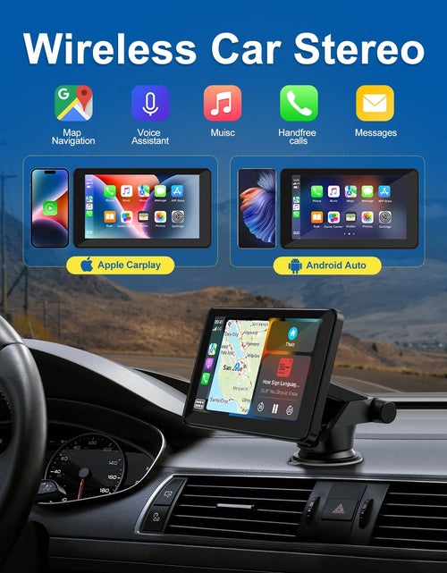 Load image into Gallery viewer, TOGUARD Portable 7 Inch Portable Wireless Car Stereo, Apple Carplay,1080P Backup Camera, Touchscreen GPS Navigation Car Video, Car Audio Receivers with Airplay, Android Auto, Bluetooth, FM, Siri
