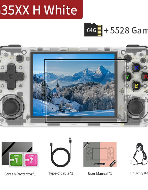 Load image into Gallery viewer, RG35XX H Handheld Game Console Linux 3.5 Inch IPS Screen H700 Retro Video Games Player 3300Mah 64G 5528 Classic Games
