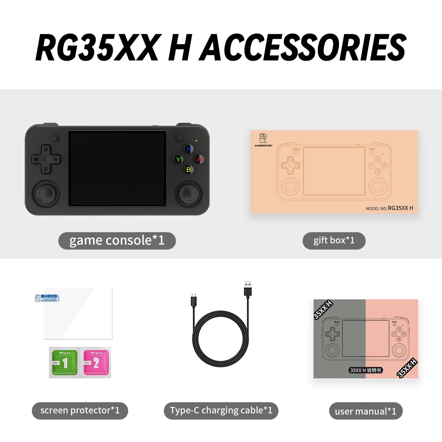 RG35XX H Handheld Game Console Linux 3.5 Inch IPS Screen H700 Retro Video Games Player 3300Mah 64G 5528 Classic Games