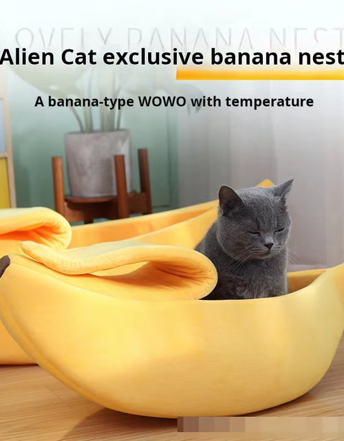 Load image into Gallery viewer, Pet Banana Shaped Warm Cat Nest Dog Nest Semi Closed Pet Nest Hamster Nest Pet Bed Sleeping Mat
