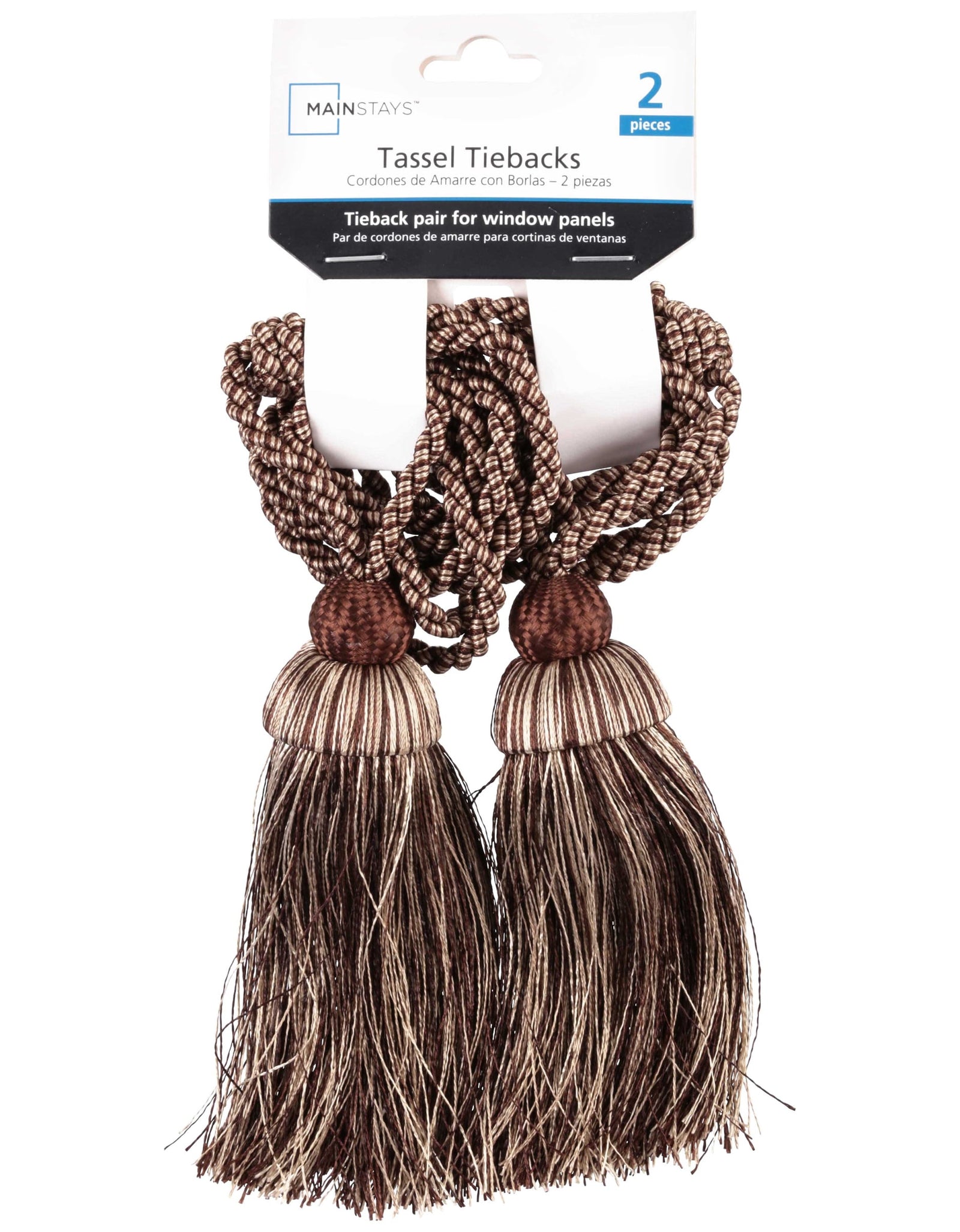 Polyester Rope Tassel Curtain Tieback Set, Chocolate, Set of 2