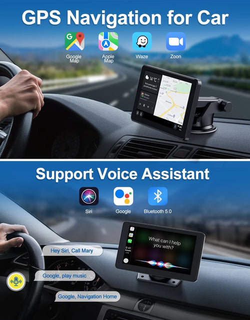 Load image into Gallery viewer, TOGUARD Portable 7 Inch Portable Wireless Car Stereo, Apple Carplay,1080P Backup Camera, Touchscreen GPS Navigation Car Video, Car Audio Receivers with Airplay, Android Auto, Bluetooth, FM, Siri
